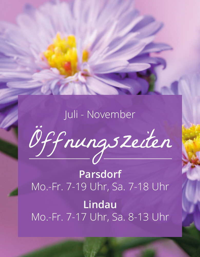 Bayerische Blumen Zentrale Parsdorf Lindau Saison Öffnungszeiten 2022