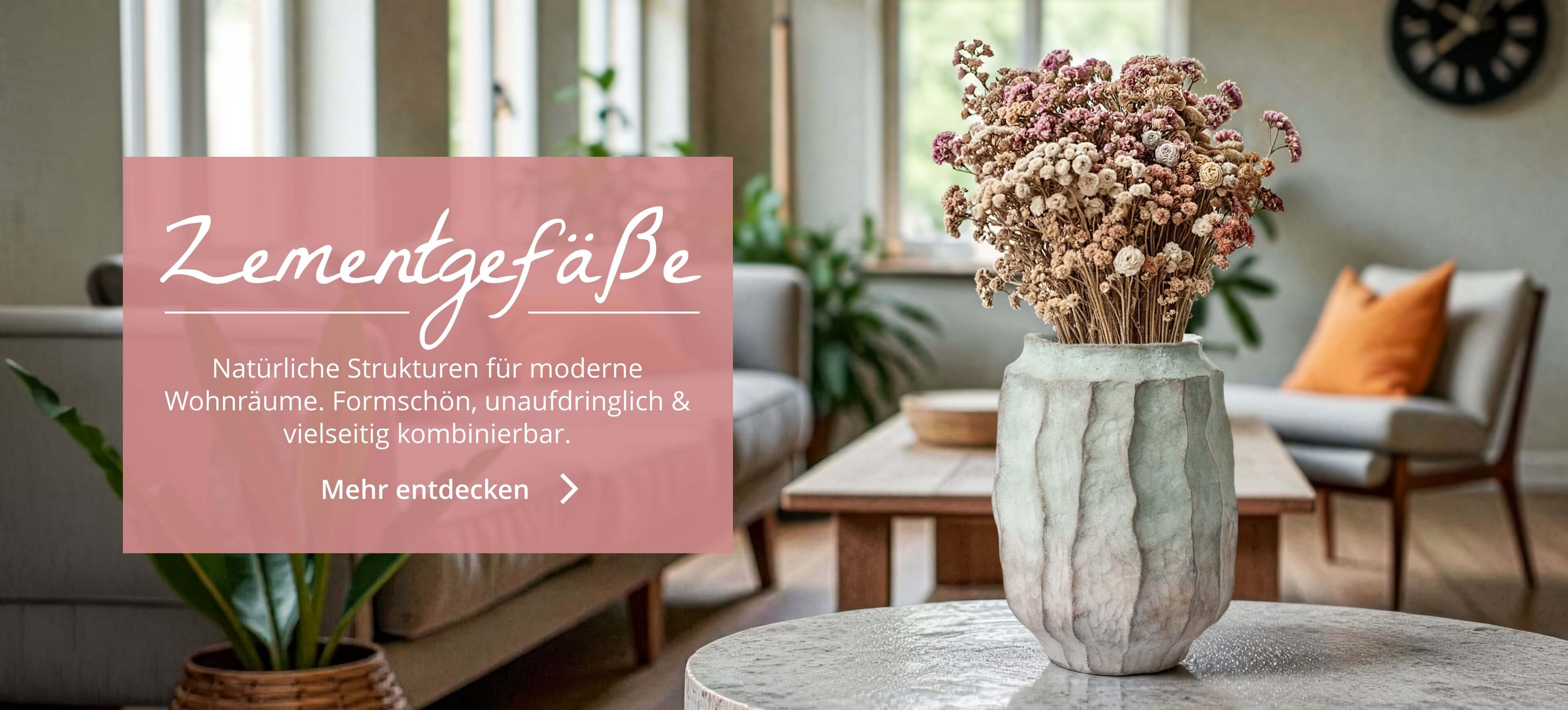 Dezente Zementgefäße mit natürlicher Struktur