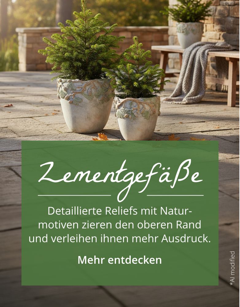 Zementgefäße mit Pflanzendekor