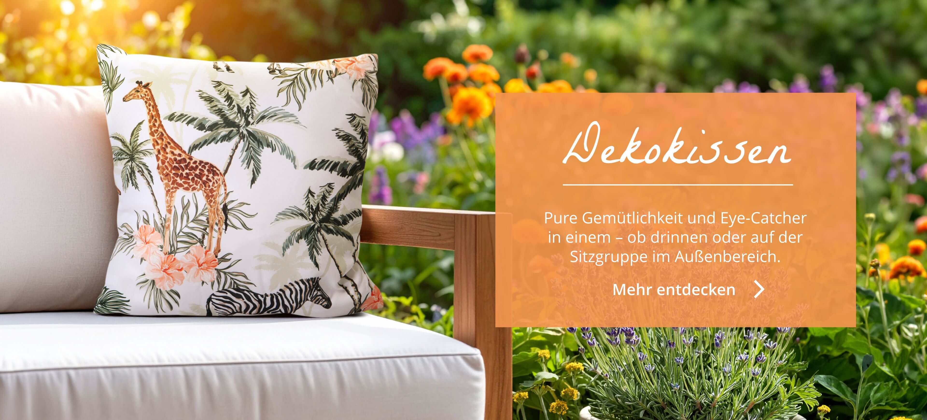 Dekokissen in vielen Motiven für den Innen- und Außenbereich